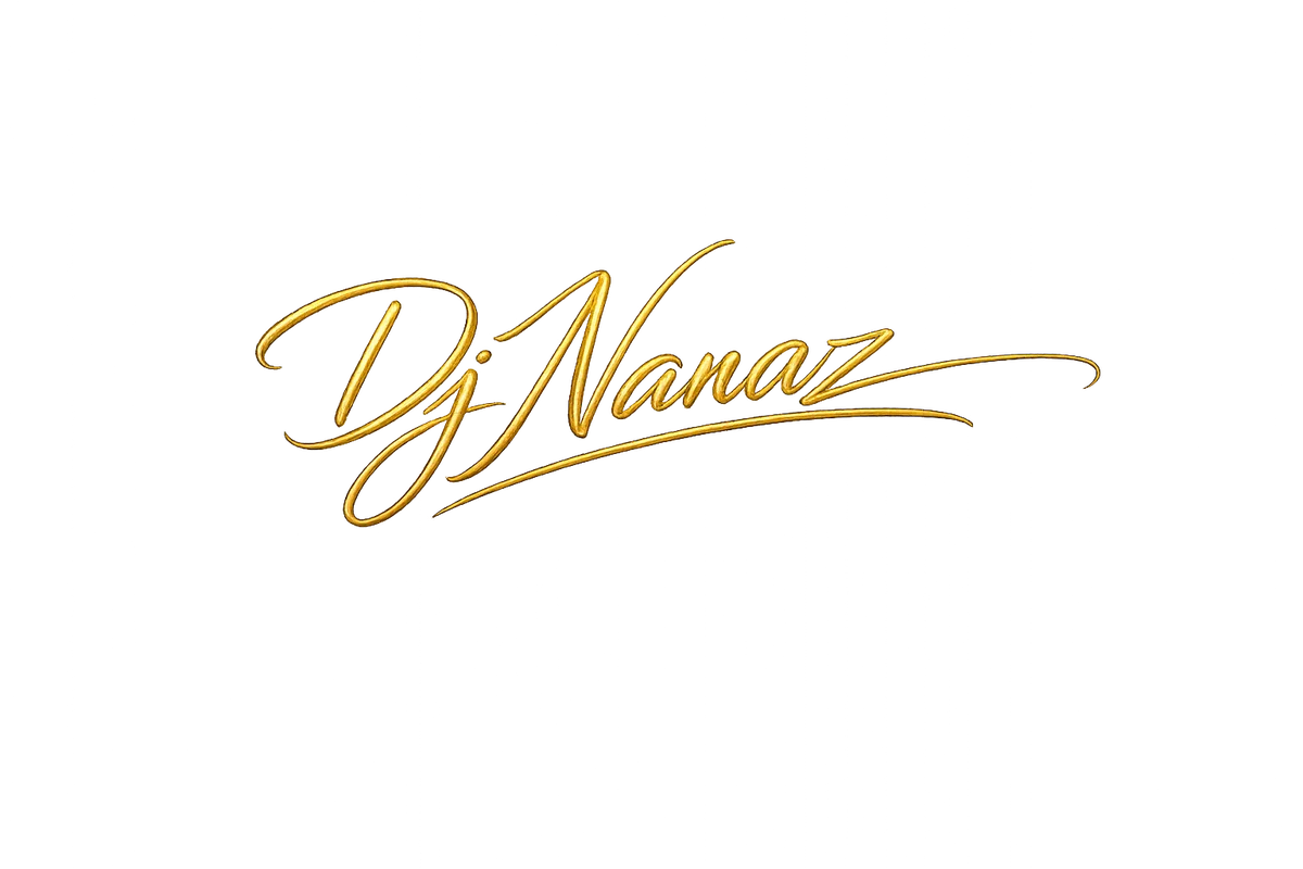 DJ Nanaz signature in gold