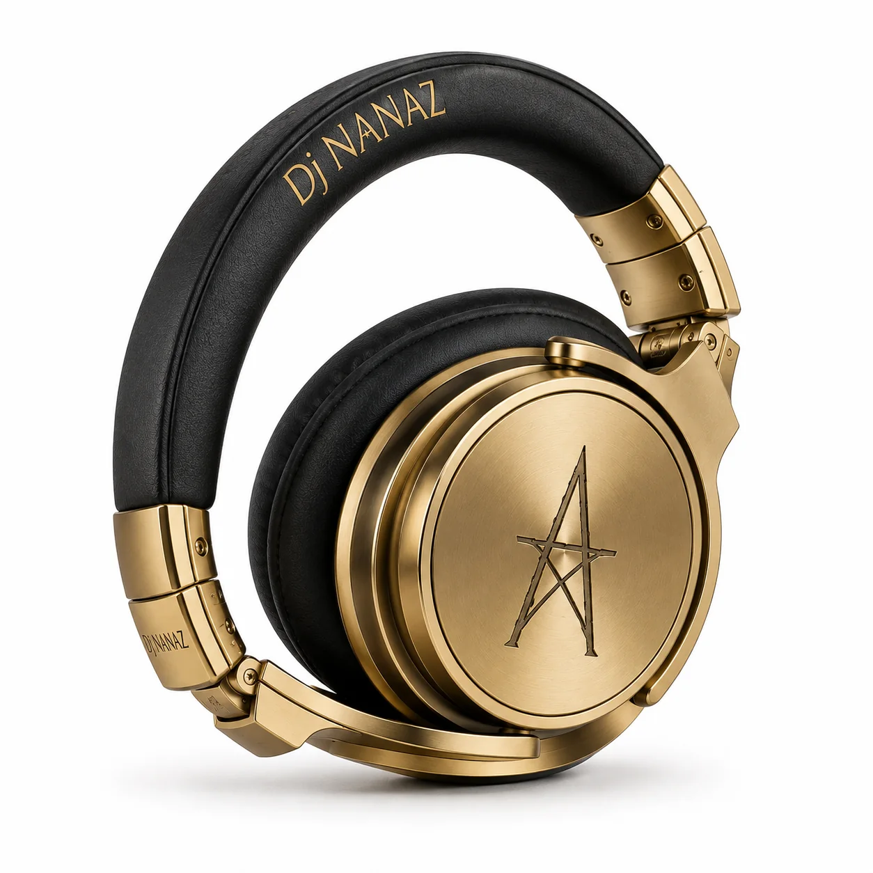 Black and gold DJ Nanaz headphones folded